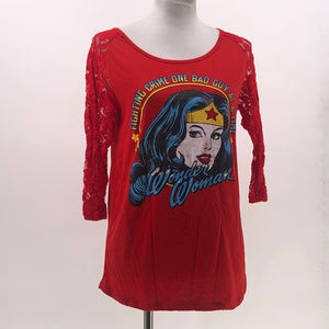 Dc comics wonder woman tee lace sleeves jr 15/17